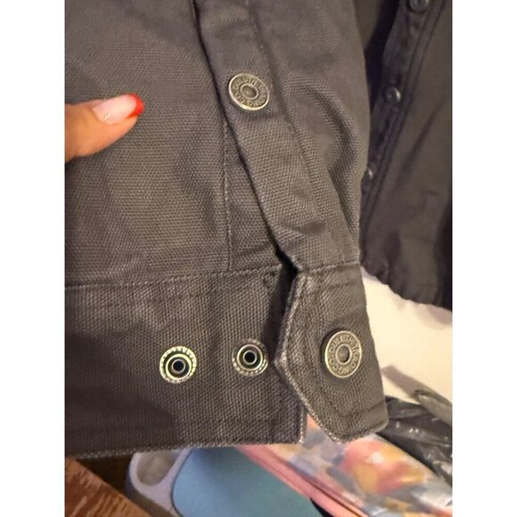 Duluth Trading Co. Jacket Gray Snap Button Fleece Lined Barn Coat Mens S/M - Picture 6 of 16